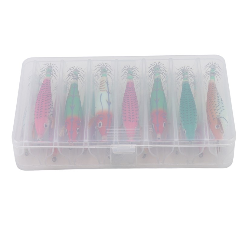 14Pcs Luminous Squid Hook Lure 8cm Artificial Shrimp Shape Fishing