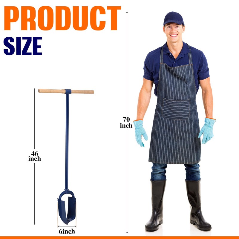 Leriton Hand Auger Post Hole Digger 6"x 46" with Non-Slip