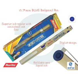 0.7mm RORITO Digimate BLUE Ballpoint Pen Stylish Design Smooth Writing Ink