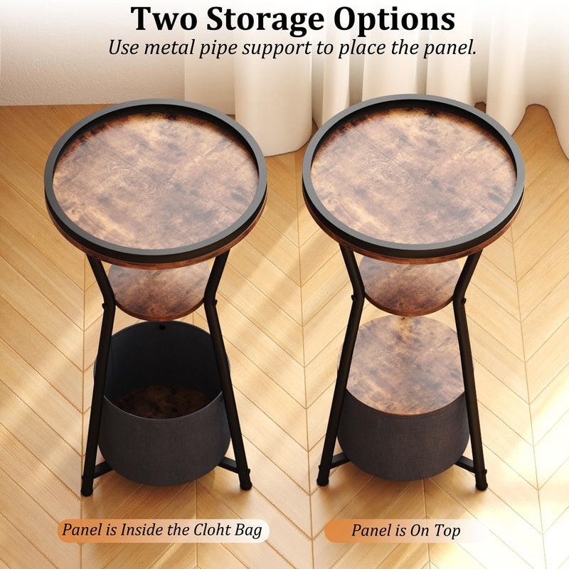 Yusong Round Side Table, Small Drink Table for Small Spaces,