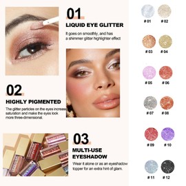 Housn Liquid Glitter Eye Shadow, Long-Lasting Waterproof High Pigment Liquid Glitter Eye Shadow, Starry Sequins Mermaid Eye Shadow, Sparkling Shimmer Metal Eyes Makeup (#07)