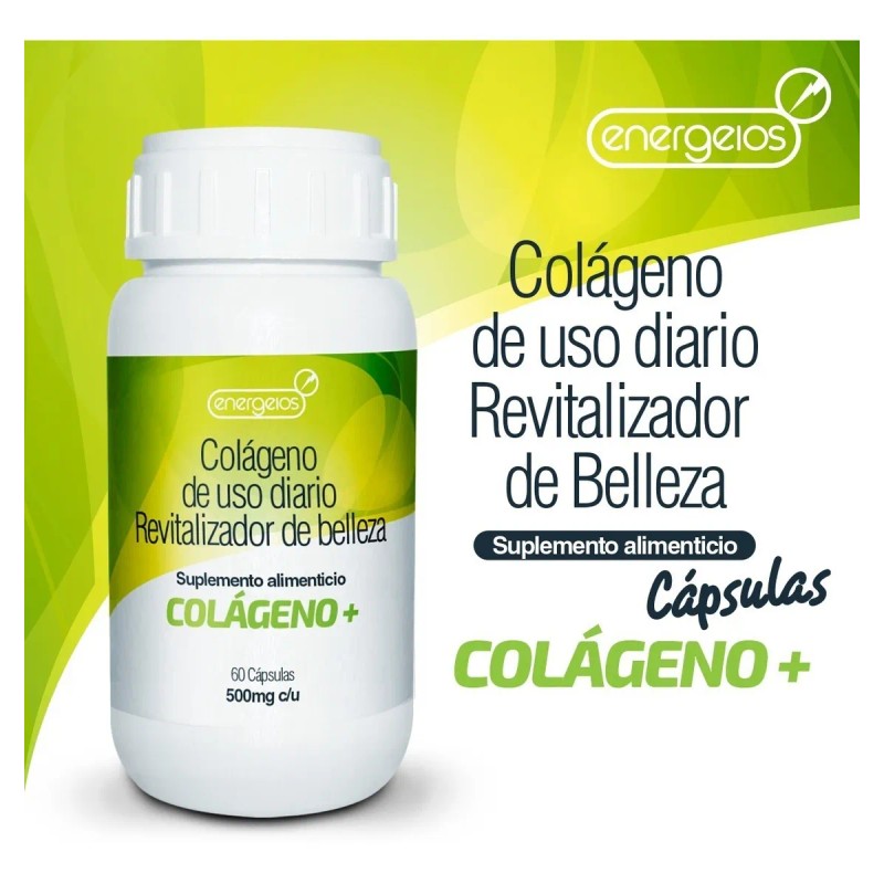 Cápsulas Cólageno Hidrolizado Suplemento 60 Caps Uso Diario Sin Sabor