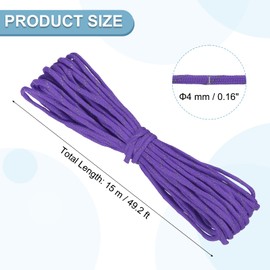 YELARXI Reflective Paracord Rope, Fluorescent Paracord Rope 7 Strand Guyline Camping Parachute Cord, 4 mm 49 ft Fit for Camping Hiking Fishing Tent Outdoor DIY Projects (Purple)