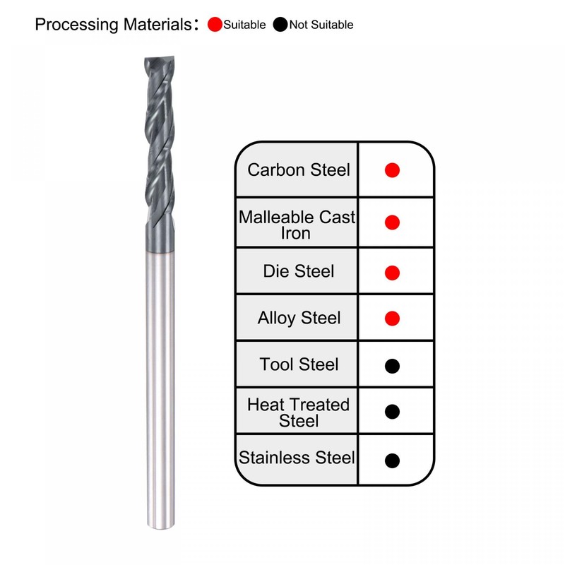 sourcing map Square Nose End Mill, 6mm Tip Dia Solid