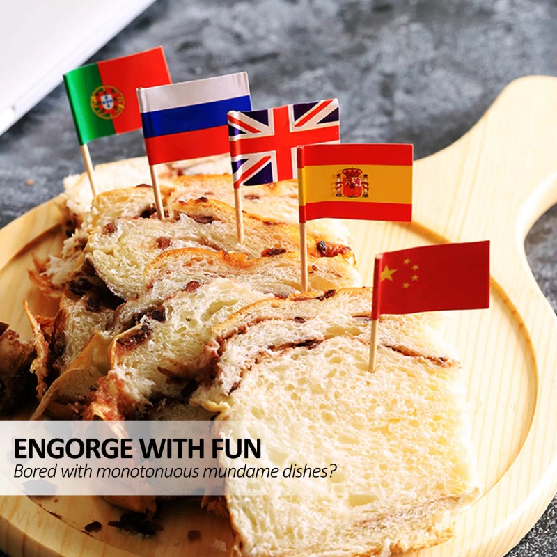 Anley Assorted 100 Different Countries Toothpick Flag Double Sided &