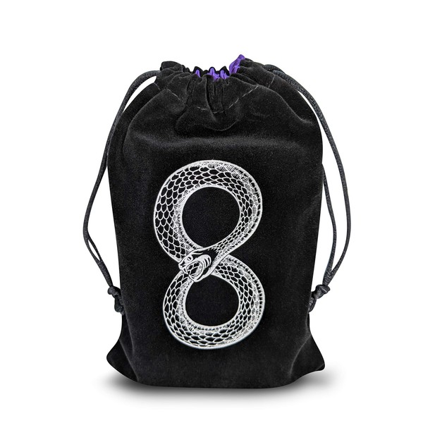 Miriyan Mystical Serpent Tarot & Dice Bag I Velvet & Satin Drawstring Pouch Ideal Size for Tarot Cards & Oracle Cards, DND, D&D, Dungeons and Dragons Accessories, Runes & Jewelry I Travel & Gift Bag