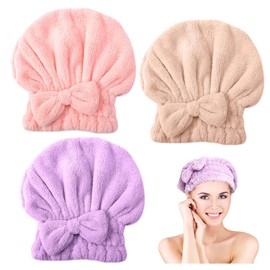 AWAVM Hair Towel Wrap,Rapid Drying Hair Towel,Microfibre Towel Super Absorbent Anti Frizz Dry Hair Hat for Women and Girls Drying Hair (3PCS)