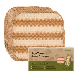 Modu 10 Pcs EcoCorn Dish Scrubber, Dishwashing Mesh Net, Kitchen Scrub Sponges-Biodegradable Corn Fiber, Non-Scratch, Ordor-Free, Microplastic-Free, All Purpose Kitchen & Household Cleaning (10 count)