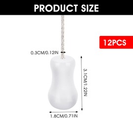 12 Pcs White Blind Pull Cord Knobs, Window Blinds Wood Cord Tassels Blind Cords Pulls Drops Pull Wooden Hanging Ball Pulls Blinds Cords Replacement Parts for Curtain Craft