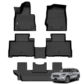 GINOWY-Floor Mats for Lincoln Aviator 2020-2024, Car Mats for Lincoln Aviator, Aviator All Weather Mats, 3 Rows, TPE Floor Liners for Aviator Accessories Mats, Custom Fit Non Trimming