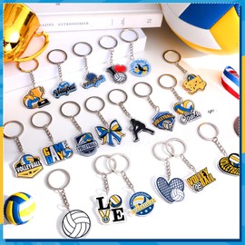 Tondiamo 100 Pcs Volleyball Acrylic Keychains Bulk Sports Ball Key Chains for Team Funny Volleyball Gifts for Party Favors Stuff School Carnival Team Reward, Bag Gift Fillers, 25 Styles