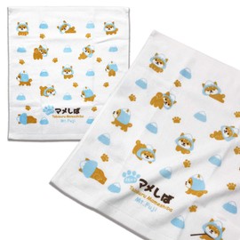Traveling Mameshiba Hand Towels, Set of 2, Soft Towels, Gentle on the Skin, 100% Cotton, Made in Japan, Cute Character, Shiba Inu, Mameshiba (Mt. Fuji Version)