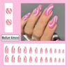 DOCVOEOMH Almond Shaped Press on Nails Medium Nude Pink Acrylic