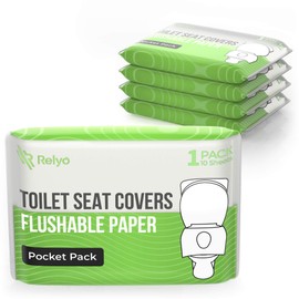 Toilet Seat Cover Paper Flushable (50 Pack) - XL for Adults and Kids Potty Training, 100% Biodegradable Travel Supplies Essentials for Public Restrooms, Airplane, Camping, Festivals