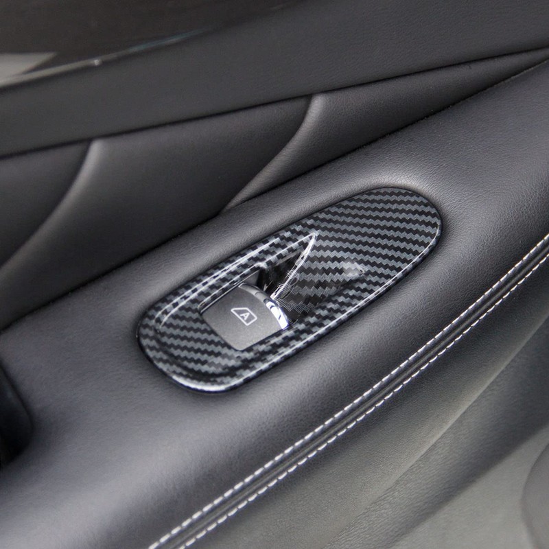 Carbon Fiber Door Window Lift Switch Panel Cover Trim Accessories