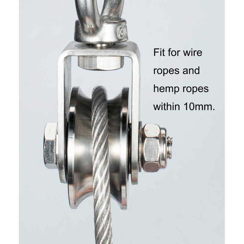 SHINICO Cable Pulley Wheel, Swivel Single Pulley Block, Stainless Steel,