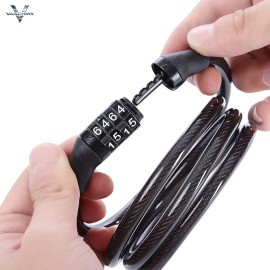 Candado Cadena Gomia Negro 1.2m Combinación Para Bicicleta Moto VRVALUE
