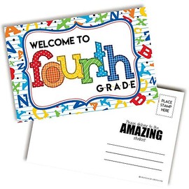 Welcome To 4th Grade Alphabet Themed Blank Postcards For Teachers To Send To Students, 4"x6" Fill In Notecards by AmandaCreation (30)