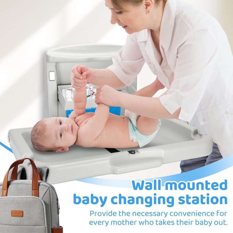 Commercial Baby Changing Station Diaper Wall Mount, Foldable Baby Change