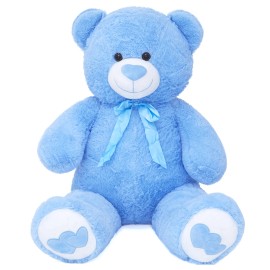 Factory Direct Sale 43-Inch Giant Soft Plush Stuffed Animal Teddy Bear Toy for Boyfriend Girlfriend Valentine's Day GiftColor: Blue, size: 110cm/43in
