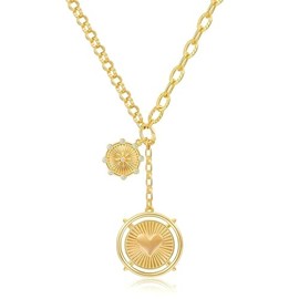 ALRNBY Charm Necklace for Women Chunky Gold Paperclip Chain Choker Heart Necklace Stackable Seashell Starfish Pendant Trendy Hypoallergenic Jewelry Gift