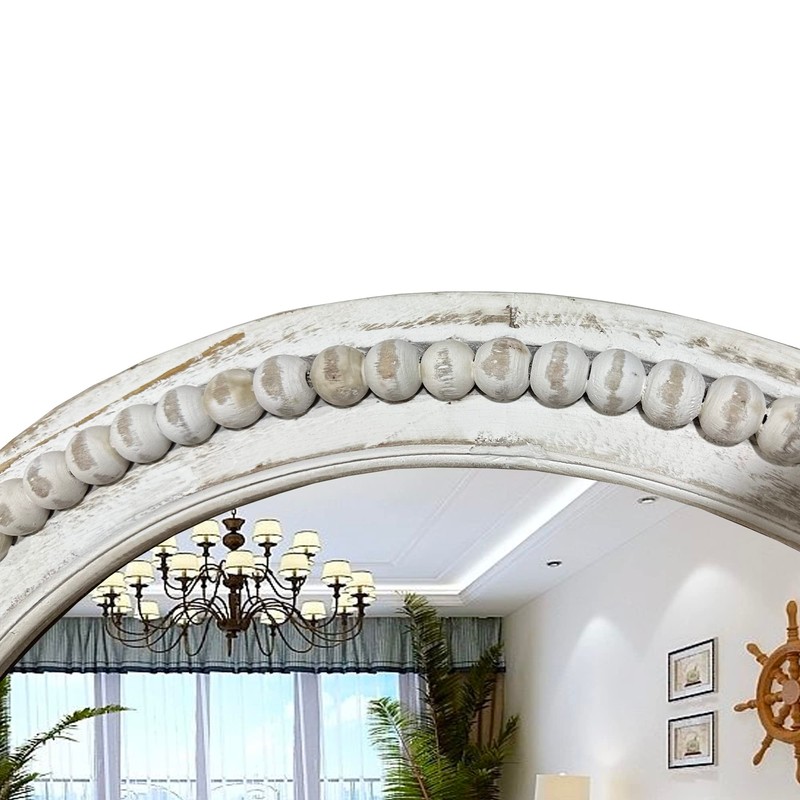 dwellington Rustic Round Wall 24 Inch Wood Circle Mirror with