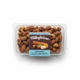 Hand Roasted Cinnamon Glazed Mixed Nuts - Pecans Cashews Almonds | Plant-Based Delicious Sweet Crunchy Snack with a mouthwatering flavor| Perfect for Gifting Baking Outdoors Parties | Power packed with Nutrients in 4 oz. Clamshells| Proudly Made in USA by Milkylicious