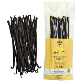 25 Plump Tahitian Vanilla Beans for Making Vanilla Extract, Vanilla Beans Grade A, From Papua, Perfect Homemade Extract, baking and cooking (25 BEANS)