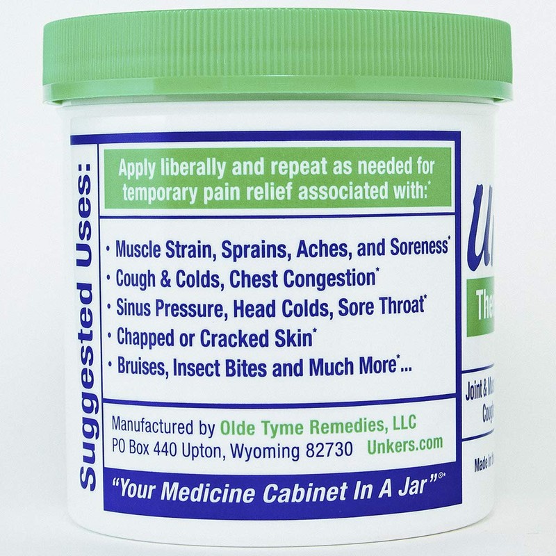 Unkers Therapeutic Rub for Joint Pain, Sore Muscles, Burn Cream,