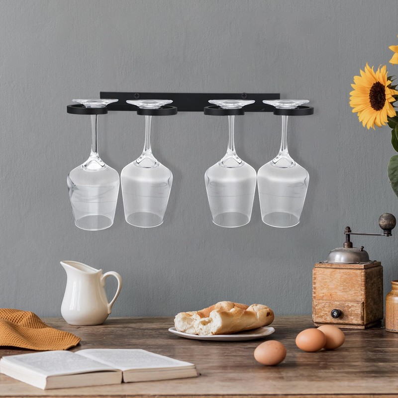 Wenqik Wall Mounted Wine Glass Rack Stemware Wine Glasses Holder
