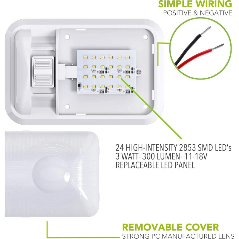 Leisure LED 12V Ceiling Dome Light for Trailer/Camper