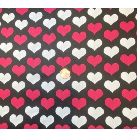 Brothers & Sisters Design Red White Hearts on Black Valentine's Fabric by Brothers Sisters Designs, BTHY