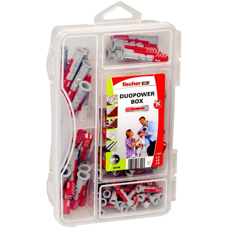 fischer DuoPower Box Mini, Dowel Box with 85 Pieces (30