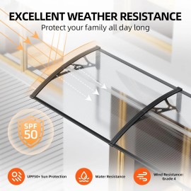 GUANSU-CN 32"x 60" Window Awning Door Canopy Outdoor Polycarbonate Hollow Sheet Door Roof