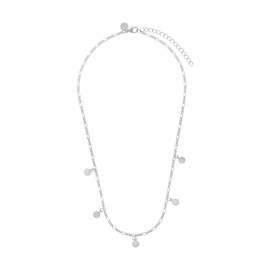 NOELANI 2031960 Women's Necklace with Pendant 925 Sterling Silver 37 + 5 cm Gold Coin Comes in Jewellery Gift Box, Sterling Silver, No Gemstone