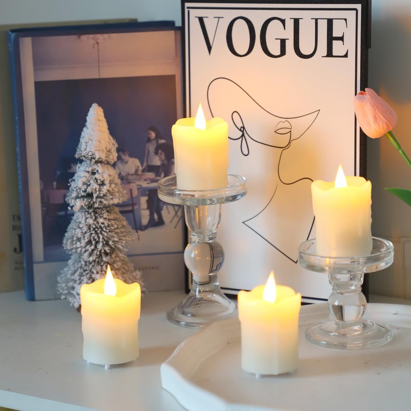 Lezonic Rechargeable Votive Flameless Battery Operated Candles with Remote Timer
