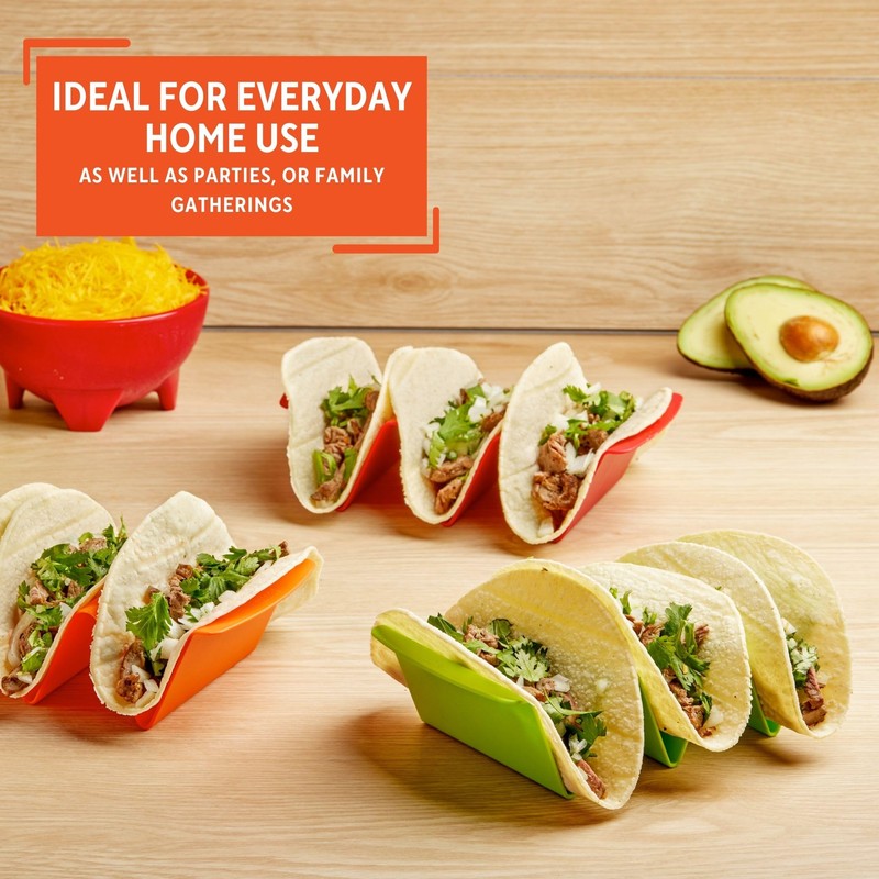 IMUSA USA Taco Holder, 3 Piece, Green, Orange, Red