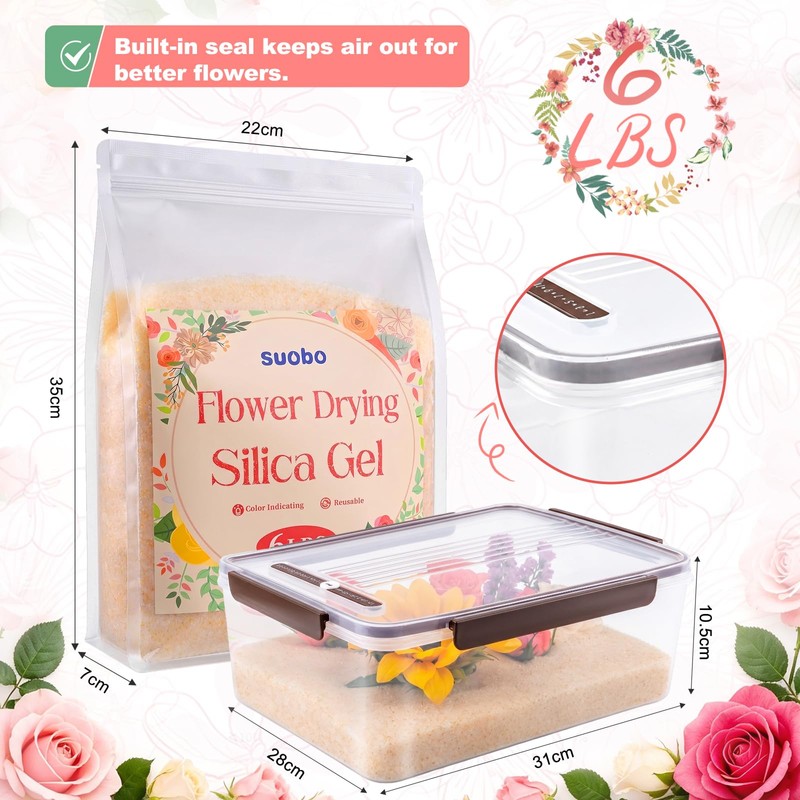 suobo Silica Gel Flower Drying, 6LBS Flower Preservation Kit, Color