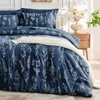 MUXHOMO Navy Blue Cal King Comforter Set, Elegant Floral Print
