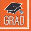 Creative Converting 320066 Graduation School Spirit Orange Napkins, 6.5",