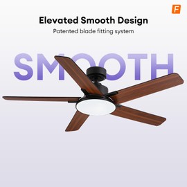 Fanbliss 52 Inch Ceiling Fans with Lights and Remote, Modern Ceiling Fan with Dimmable LED, 6 Speeds, 8H Timer, Quiet Reversible DC Motor, Black Ceiling Fan for Bedroom, Living Room and Kitchen