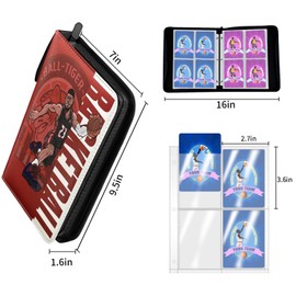 Basketball Card Binder 4-Pocket, Sports Trading Card Album Holder for TCG, MTG, Yugioh, Football, Soccer, Hockey, Baseball Cards and Other Trading cards - 50 Pages, 400 Card Capacity