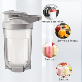 Botella para Proteina de Coctelera（500ml）con Aro Superior para Transporte, Vaso Proteina Shaker para de Suplemento Fitness y Deportes, Vaso para Proteina con Mezclador Sin BPA y Leak Proof (gris)