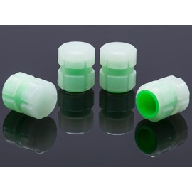 MEAJOO 4PCS Plastic Fluorescent Tire Valve Stem Caps, Luminous Car Wheel Valve Cover, Universal Stem Covers/Dust Caps for Cars, Trucks, Bikes, Motorcycles, Bicycles(Green)