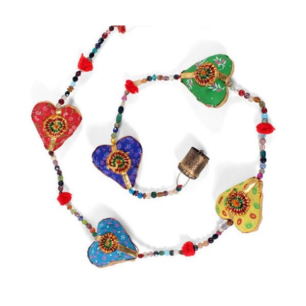 Fabric Heart Dangley Fair Trade Colourful Tota Hand Made Mobile