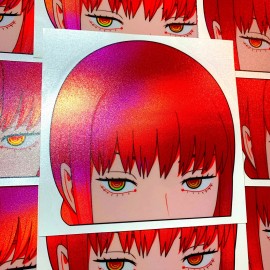 MAKIMA HOLO ANIME GIRL PEEKER STICKER CHAINSAW MAN CAR DECAL