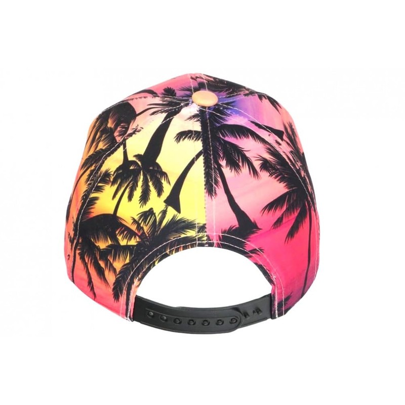 NY Cap Orange and Pink Tropical Palm Trees Sunset Baseball