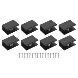 sourcing map 2Pcs Glass Shelf Bracket, Aluminum Alloy Glass Shelf Bracket, Wall Mount Glass Shelf Holder Fixture Glass Clip for 5-8mm(0.2"-0.31") Glass, Black