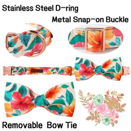 Unique Style Paws Cotton Dog Collar with Bow Floral Plaid Colorful Dog Collar with Bow Tie for Small Medium Large Dogs Pets Gifts