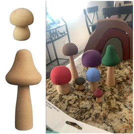 Unfinished Wooden Mushroom Toy Set, Various Sizes Mushrooms Unpainted Wood Mushroom for Children's Arts and DIY Crafts，Art & Craft Projects Decoration, 7 Pieces